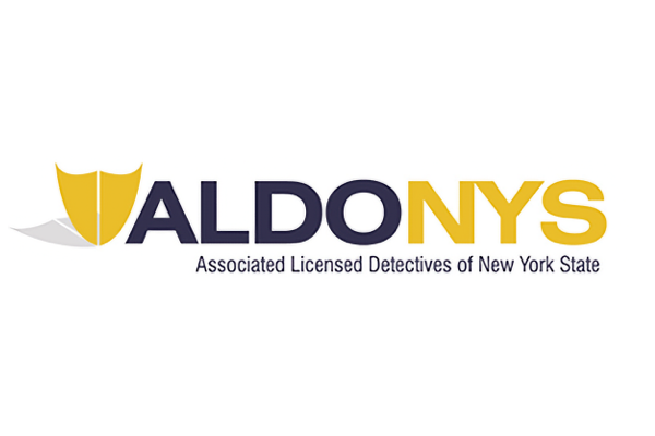 The logo for ALDONYS, Associated Licensed Detectives of New York State, featuring a gold shield icon.
